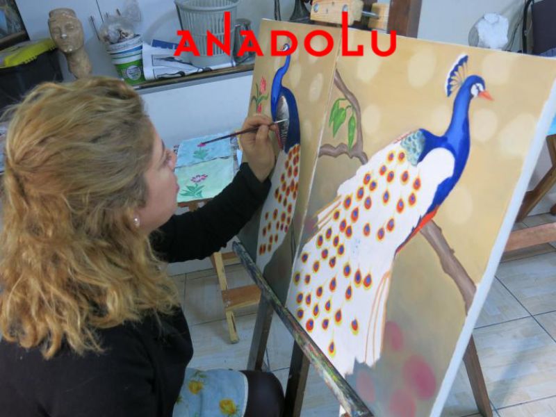 Yağlıboya Tavuskuşu Çizimleri Çanakkalede