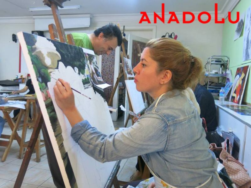 Yağlı Boya Yapan kadın Hobi Grubu Çanakkalede