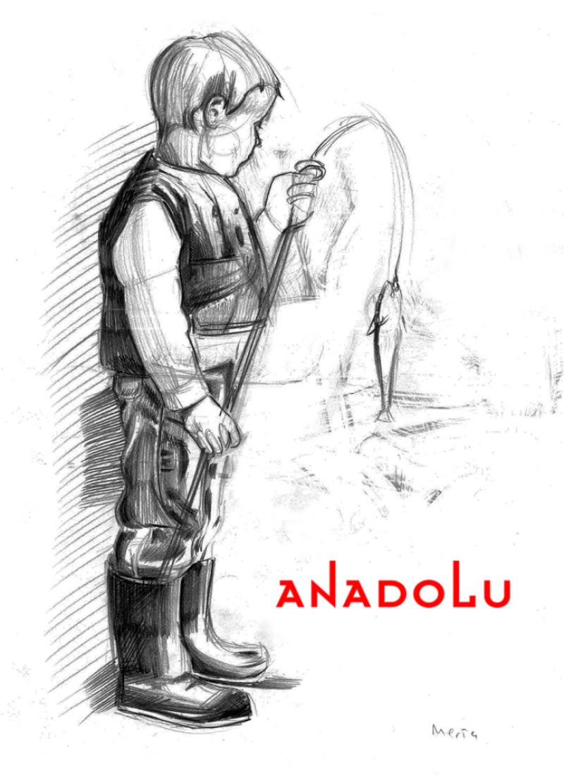 Karakalem Balık Tutan Çocuk Çalışması Çanakkalede