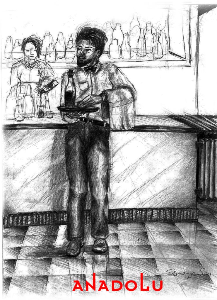 Karakalem Garson Çizim Örneği Çanakkalede