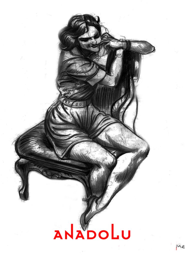 Karakalem Sandalyeden Oturan Kadın Çizimler Çanakkalede